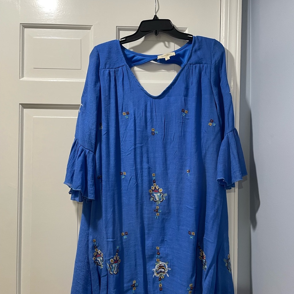 Blue Embroidered Women's Dress